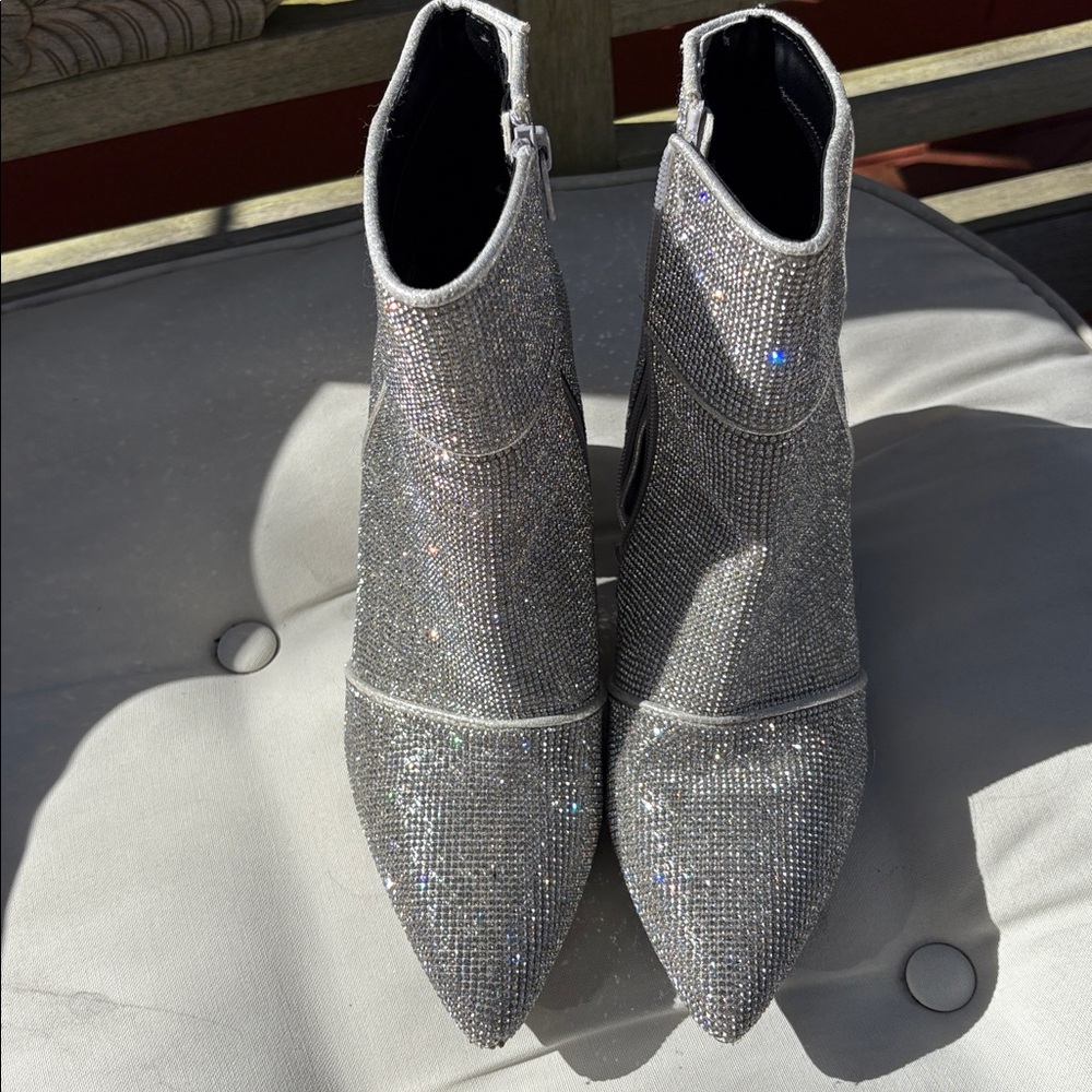 RHINESTONES A New Day Rhinestone Ankle Booties with BLOCK HEEL- NWOT - Picture 2 of 9